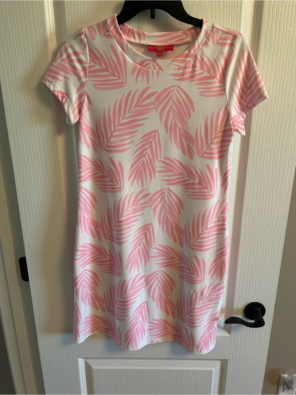 Kaeli Smith Pink and White Tropical Palm Print Top